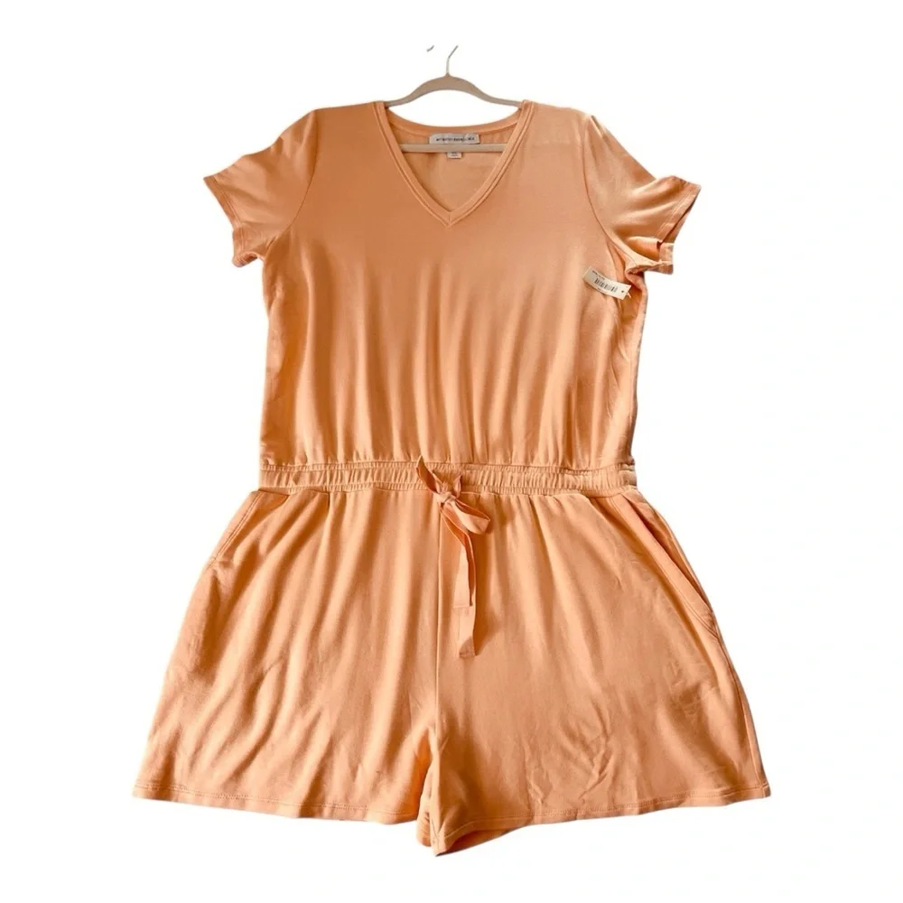Amazon Essentials Orange V Neck Short Sleeve Romper XL - Picture 1 of 9